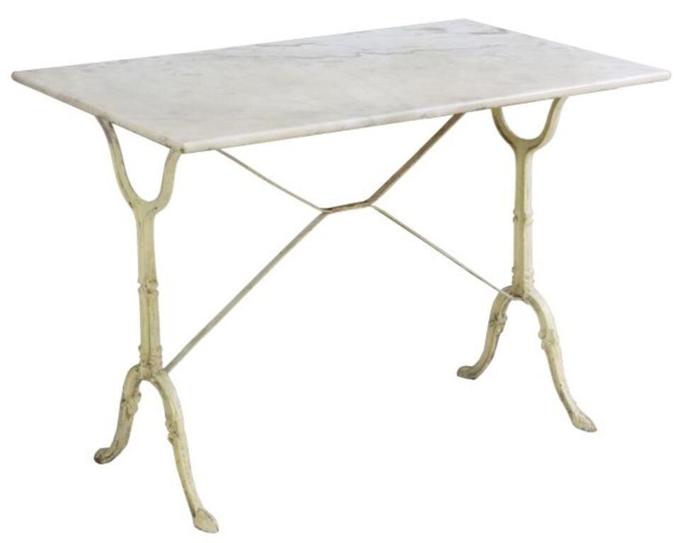 FRENCH MARBLE-TOP & WHITE CAST IRON