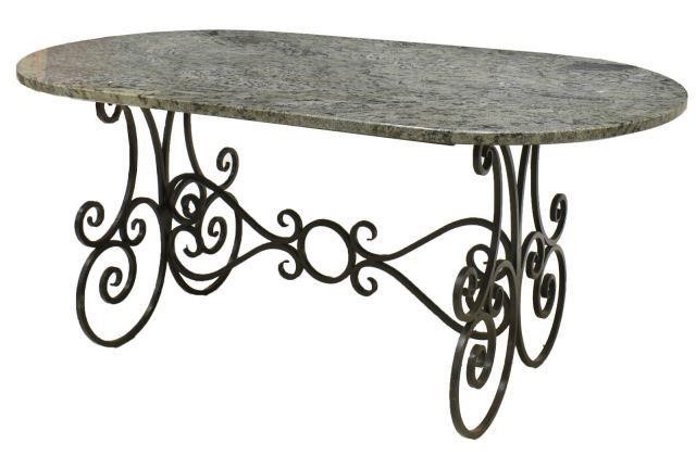FRENCH MARBLE-TOP WROUGHT IRON