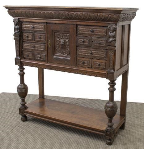 FRENCH MEDIEVAL STYLE CARVED OAK