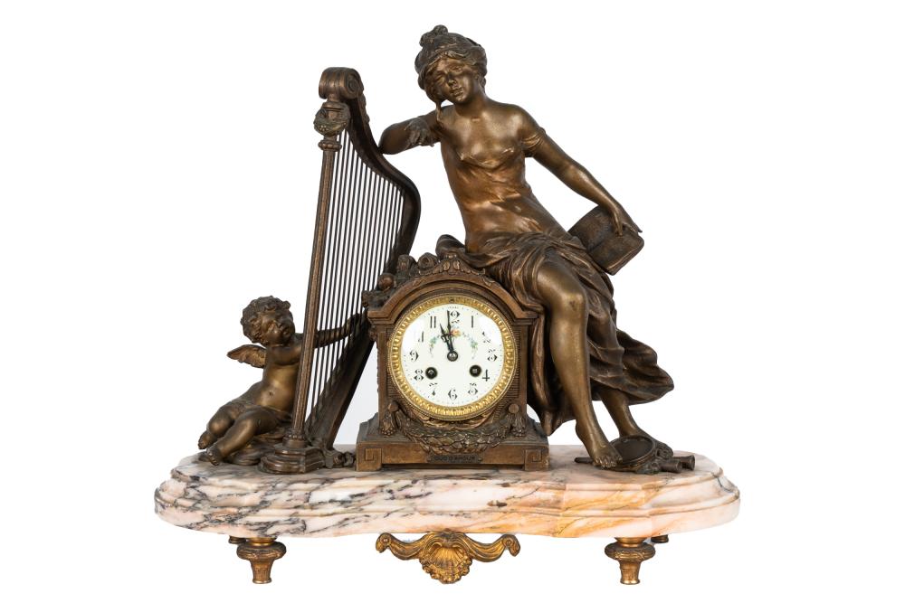 FRENCH METAL & MARBLE MANTEL