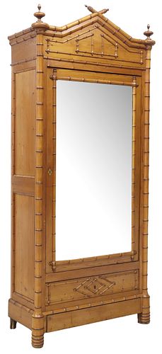 FRENCH MIRRORED ARMOIRE WITH FAUX