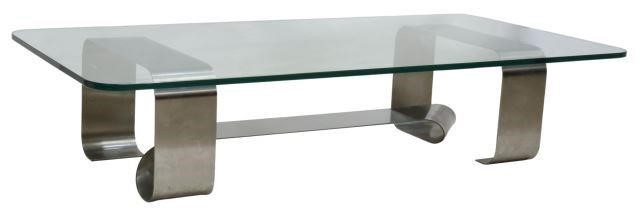 FRENCH MODERN GLASS-TOP STEEL