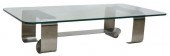 FRENCH MODERN GLASS-TOP STEEL