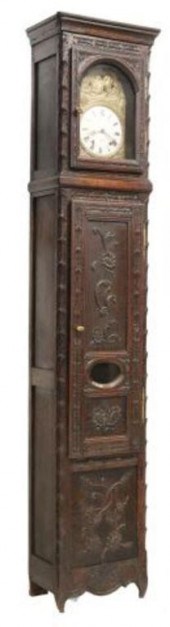 FRENCH MORBIER CARVED OAK LONG