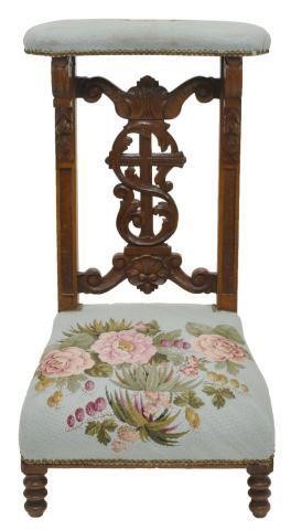 FRENCH NEEDLEPOINT PRIE-DIEU PRAYER