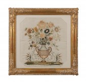 FRENCH NEEDLEWORK ON SILK, 19T