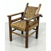 French Oak and cord Lounge Cha