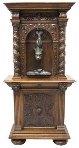 FRENCH OAK CABINET WITH PEWTER
