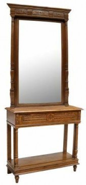 FRENCH OAK CONSOLE TABLE & MIR