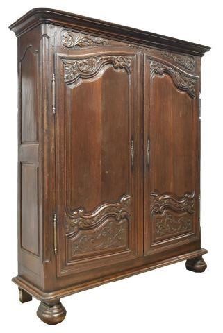 FRENCH OAK DOUBLE-DOOR ARMOIRE,