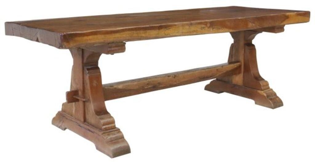 FRENCH OAK MONASTERY TRESTLE TABLE,