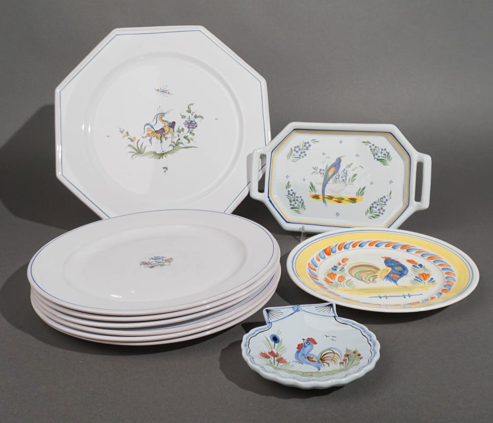 FRENCH OCTAGONAL CAKE PLATE, SIX