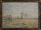 French oil on board fall marsh