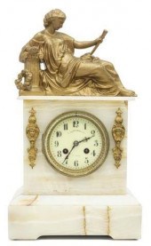 FRENCH ONYX MANTEL CLOCK, ST.