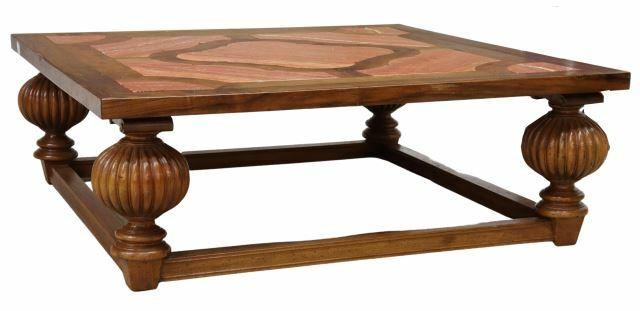 FRENCH ONYX-TOP WALNUT COFFEE