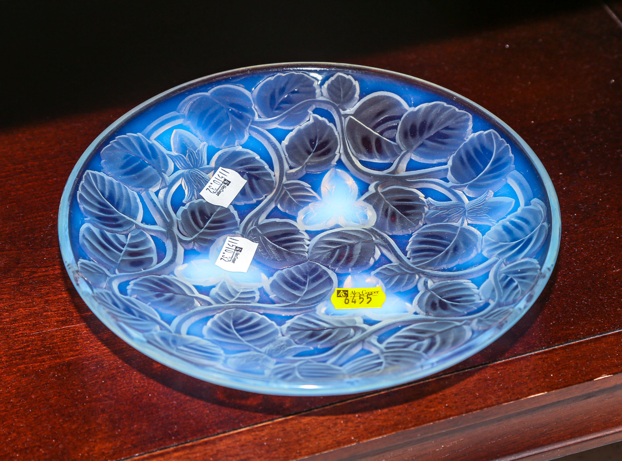 FRENCH OPALESCENT ART GLASS SHALLOW