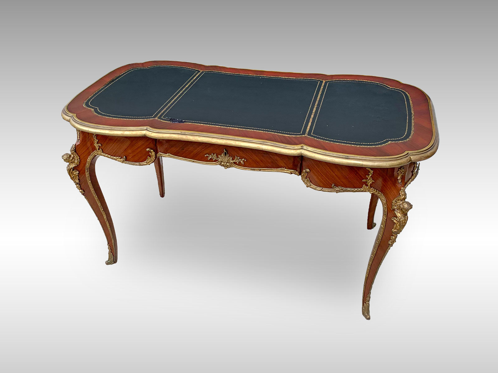 FRENCH ORMOLU LEATHER TOP DESK: