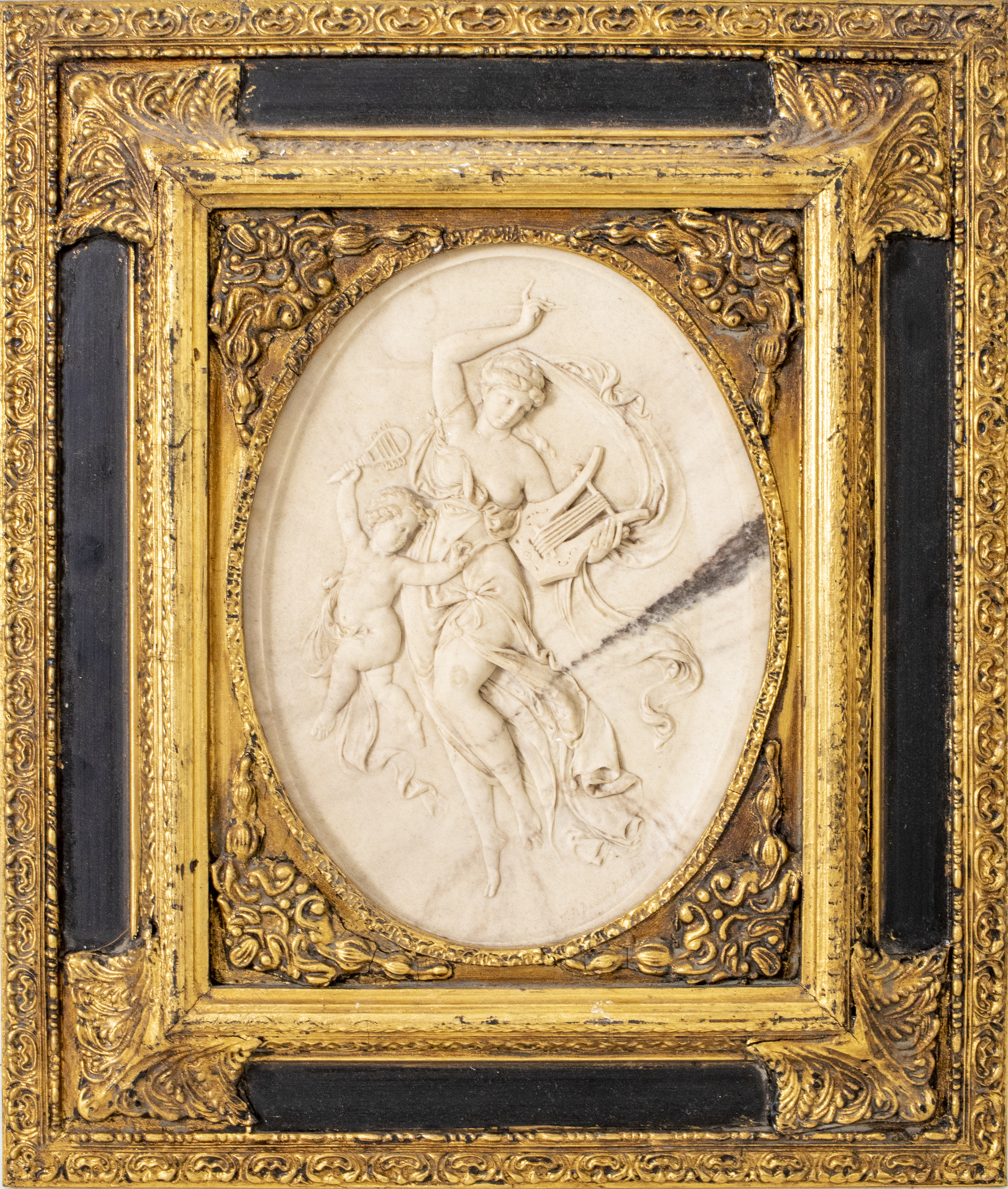 FRENCH OVAL CARVED MARBLE RELIEF