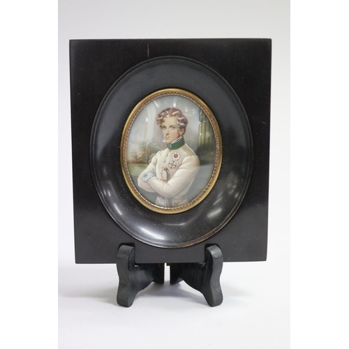 French oval portrait miniature of