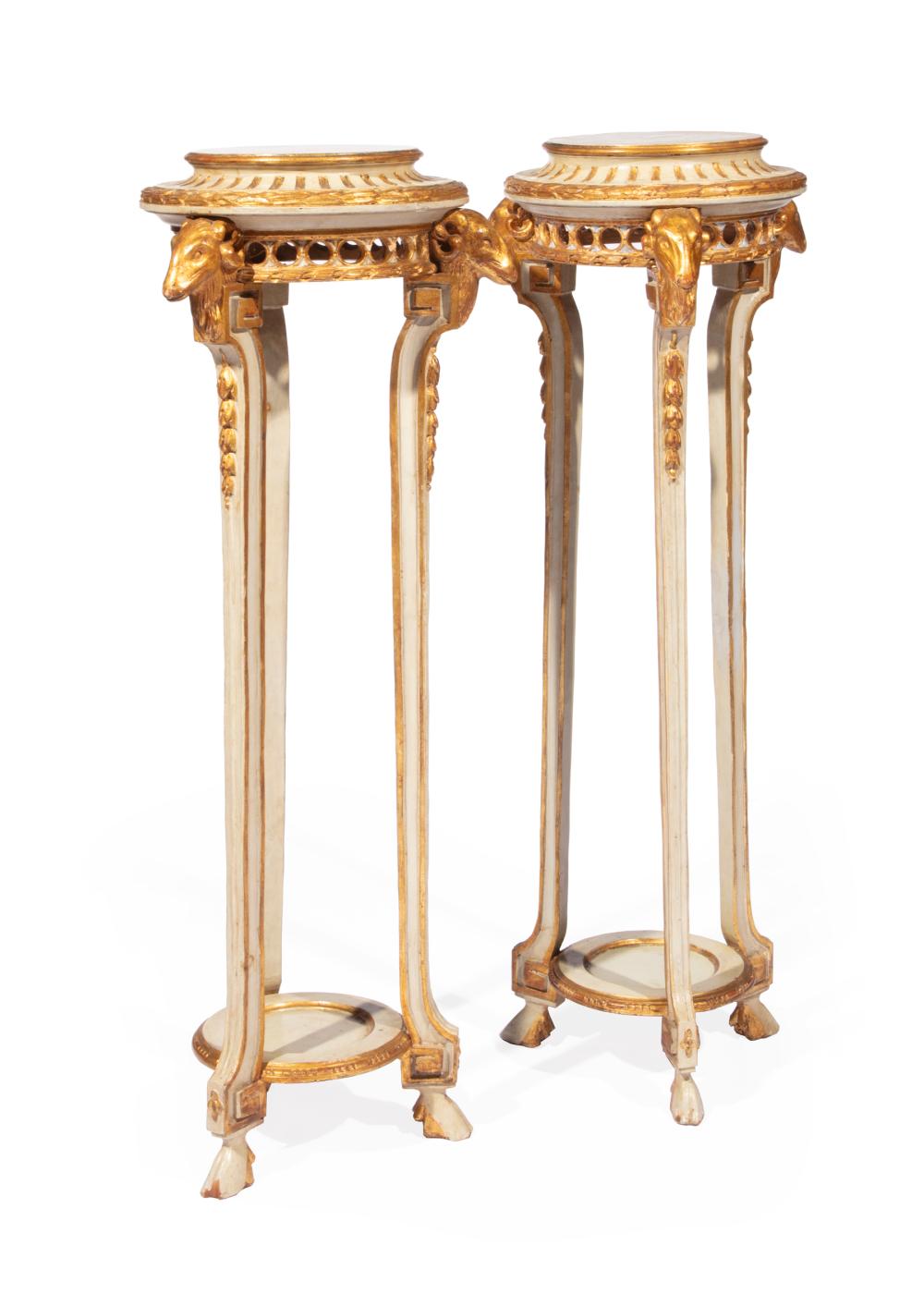 FRENCH PAINTED AND PARCEL GILT