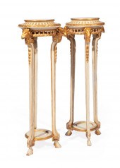 FRENCH PAINTED AND PARCEL GILT