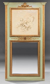 FRENCH PAINTED AND PARCEL GILT