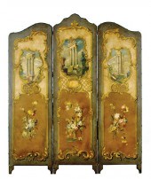 French painted canvas three-pa