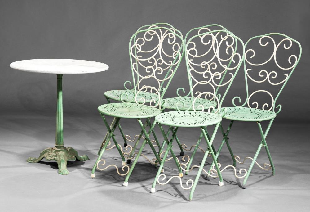 FRENCH PAINTED CAST IRON AND TOLE