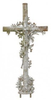 FRENCH PAINTED CAST IRON CRUCI