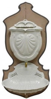 FRENCH PAINTED CAST IRON SHELL