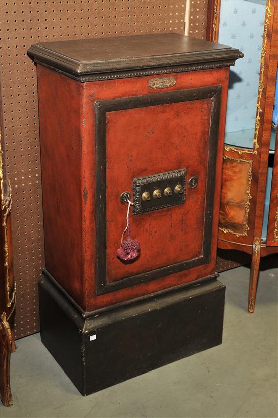 FRENCH PAINTED SAFE. Cast iron safe