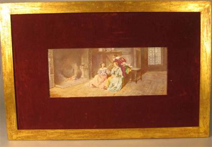 French painted tile    late 19th