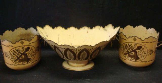French Painted Tole Urns. From a