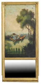 FRENCH PAINTED TRUMEAU MIRROR,