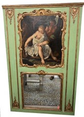 FRENCH PAINTED TRUMEAU MIRROR,