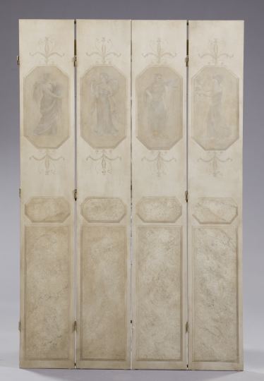 French Painted Wooden Four-Panel