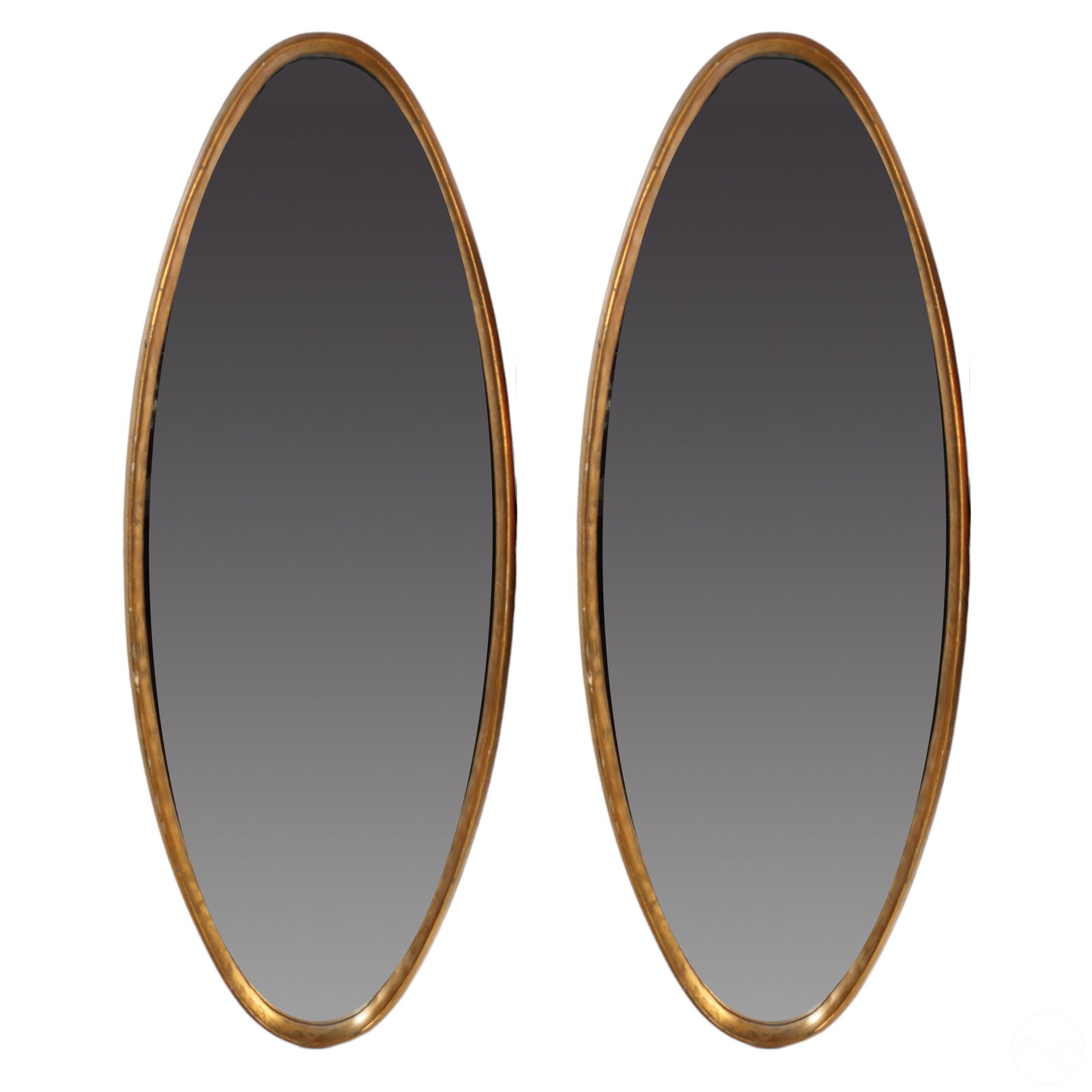 FRENCH PAIR OVAL WALL MIRRORS AND