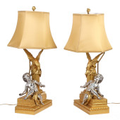 FRENCH PAIR SILVERED AND GILT