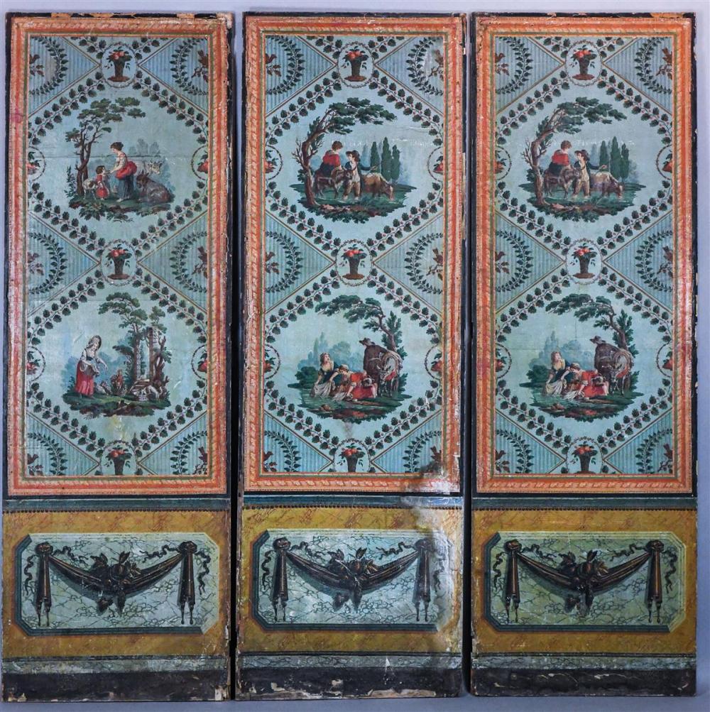 FRENCH PAPIER PEINTE THREE-PANEL