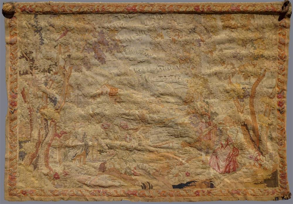 FRENCH PASTORAL WOOL TAPESTRY, 19TH