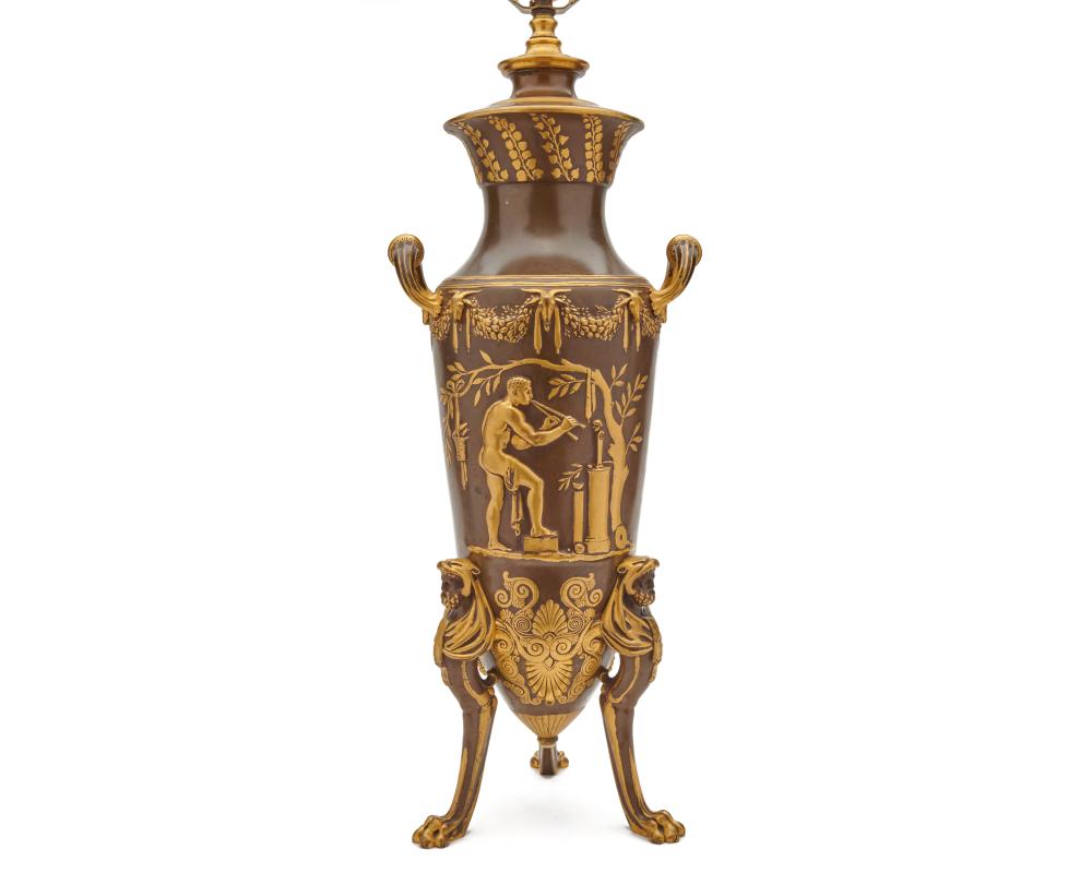 FRENCH PATINATED AND GILT BRONZE