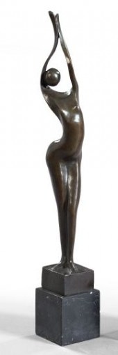 French Patinated Bronze Abstra