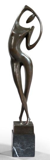 French Patinated Bronze Abstra
