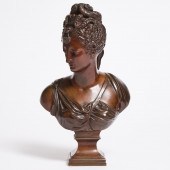 French Patinated Bronze Bust o