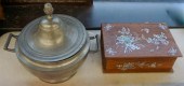 FRENCH PEWTER LIDDED POT AND M