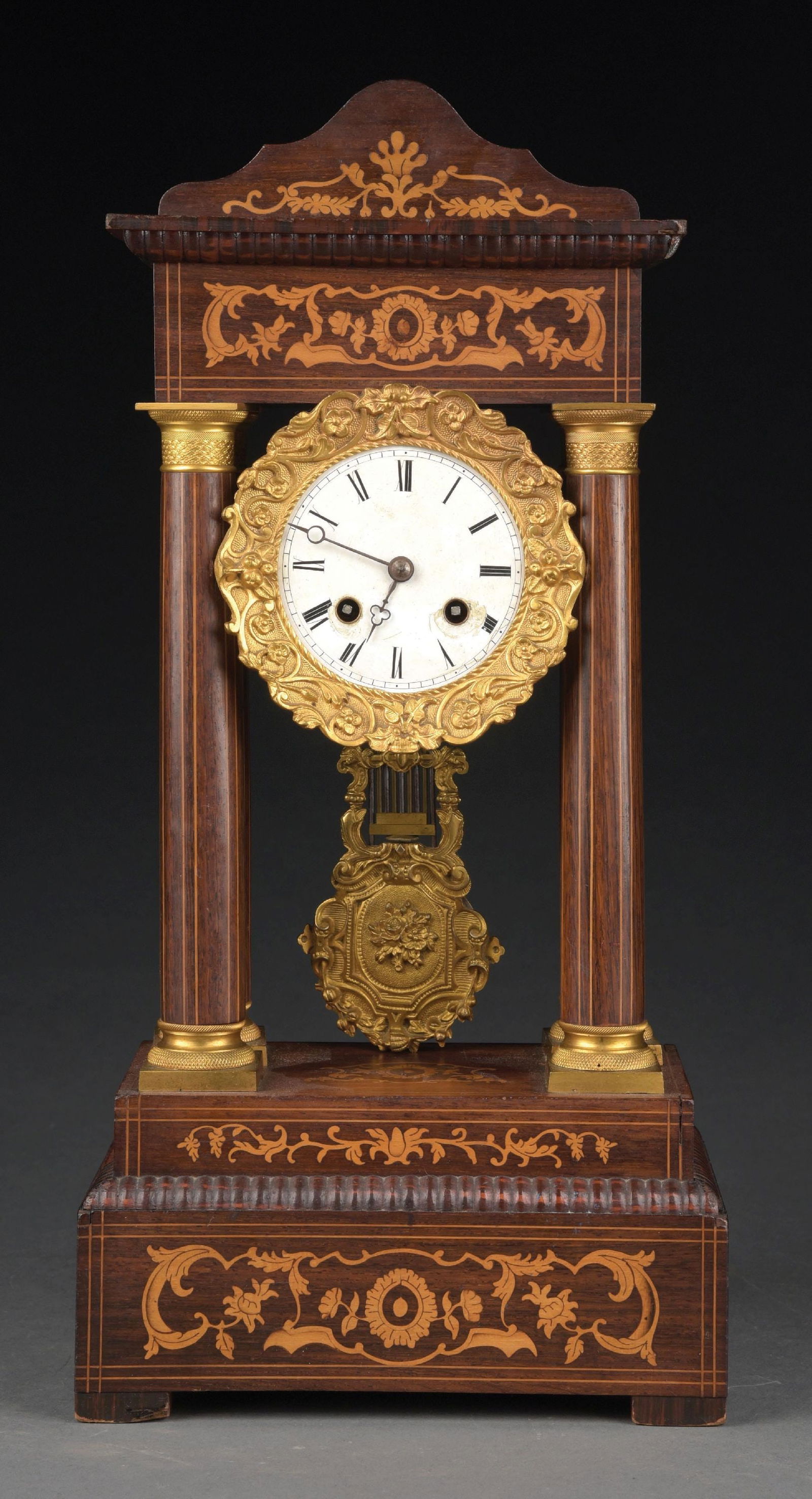FRENCH PILLAR CLOCK WITH KEY AND