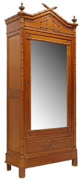 FRENCH PINE MIRRORED ARMOIRE W