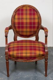 FRENCH PLAID UPHOLSTERED FAUTE