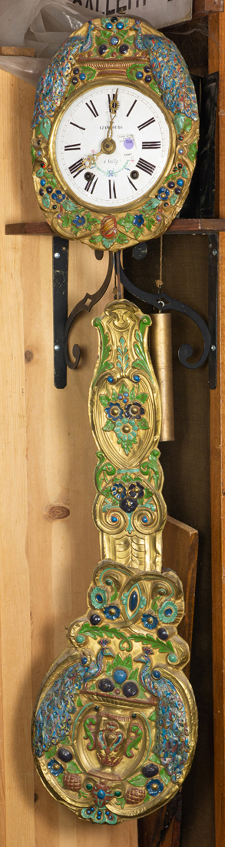 FRENCH POLYCHROME REPOUSSE BRASS