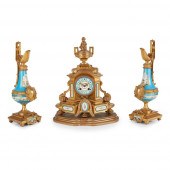 FRENCH PORCELAIN AND GILT BRON